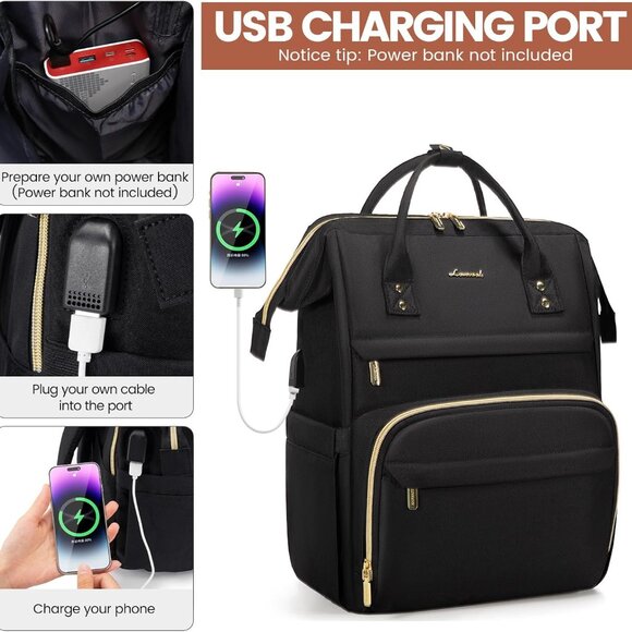 NEW Laptop Backpack,15.6 Inch Professional Womens Purse Computer Bag Frame Top - Picture 7 of 8